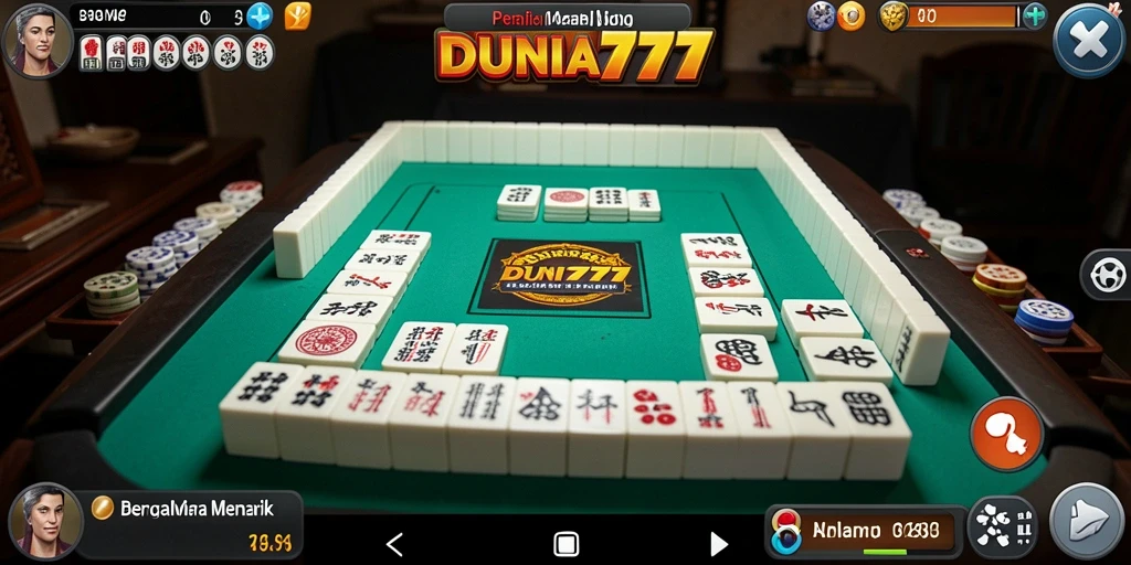 Screenshot gameplay DUNIA777 yang menunjukkan keseruan permainan Mahjong.