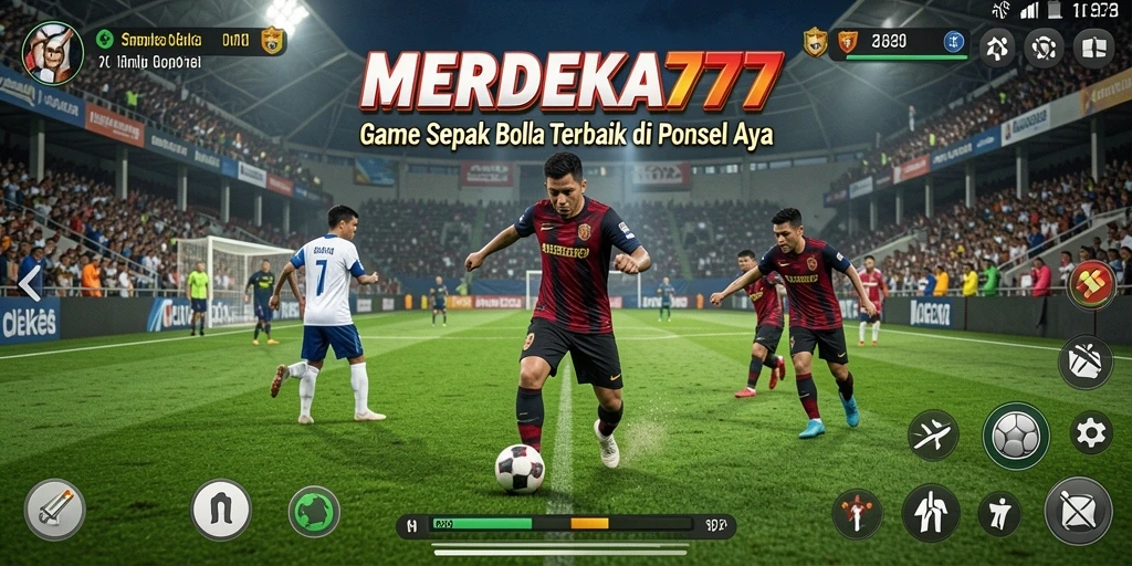Tampilan gameplay MERDEKA777 menampilkan pemain sedang bertanding di lapangan.