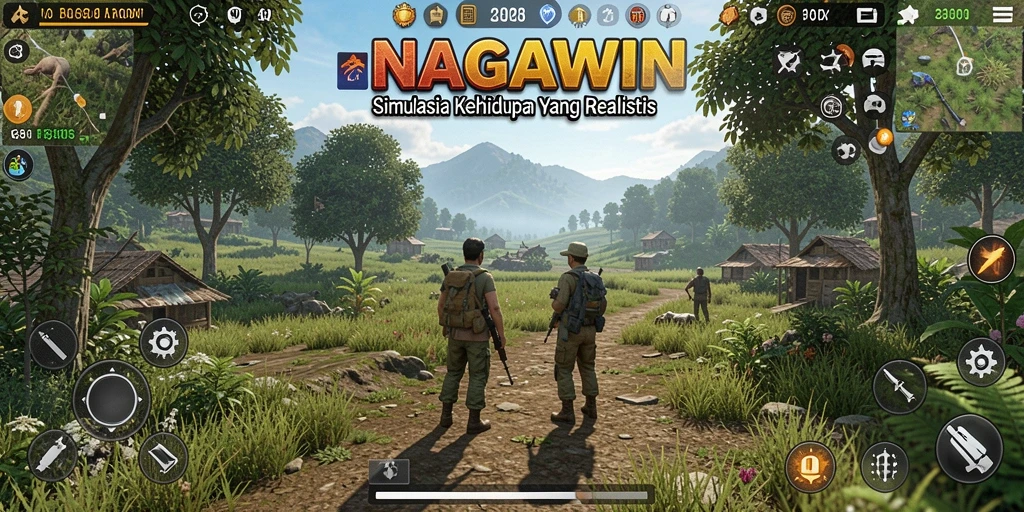 Tampilan gameplay NAGAWIN dengan momen interaksi karakter yang seru.