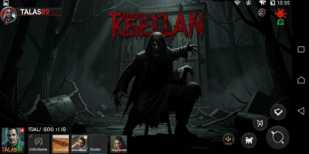 Tampilan gameplay menakutkan dengan suasana kegelapan yang mencekam.